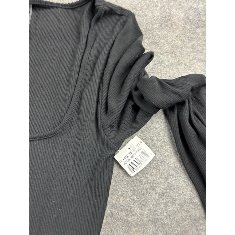 Skims Black Long Sleeve Scoop Neck Rib Maxi Dress Women L Sexy Going Out Capsule - Picture 10 of 10